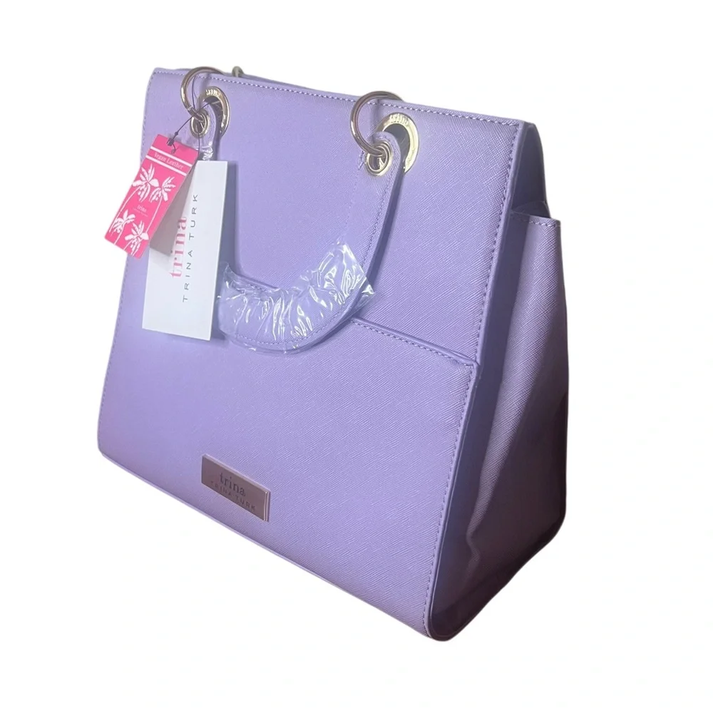 NWT Trina Turk Lilac Tote Satchel | Double Handle | Structured Chic
